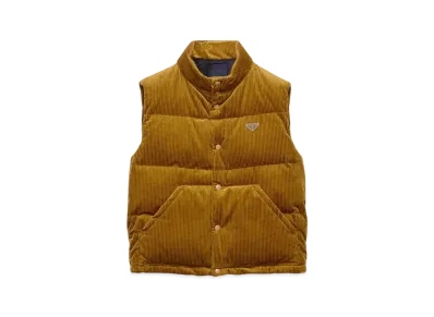 PRADA Men's Corduroy Down Vest "Sand Beige"