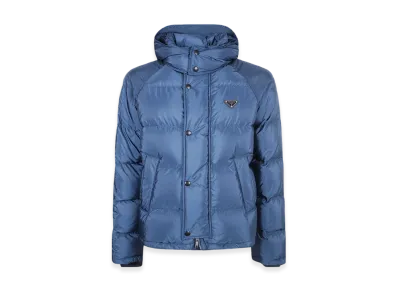 PRADA Cropped Re-Nylon Down Jacket "Blue"