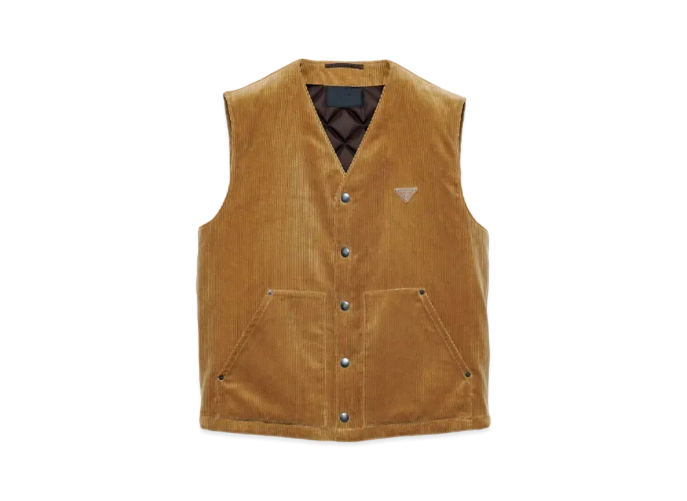 PRADA Men's Corduroy Vest "Sand Beige"