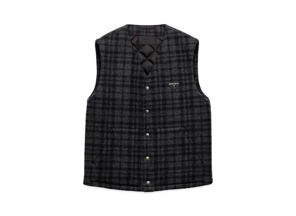 PRADA Men's Plaid Wool Vest Dark "Gray"