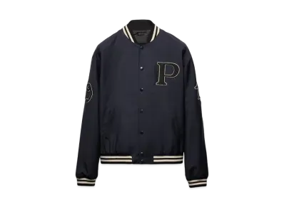 PRADA Men's Mohair Wool Bomber Jacket with Patch "Navy"