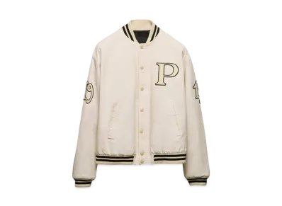 PRADA Men's Cotton Bomber Jacket with Patch "Ivory"