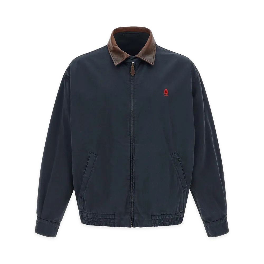 PRADA Leather Collar Jacket "Blue"