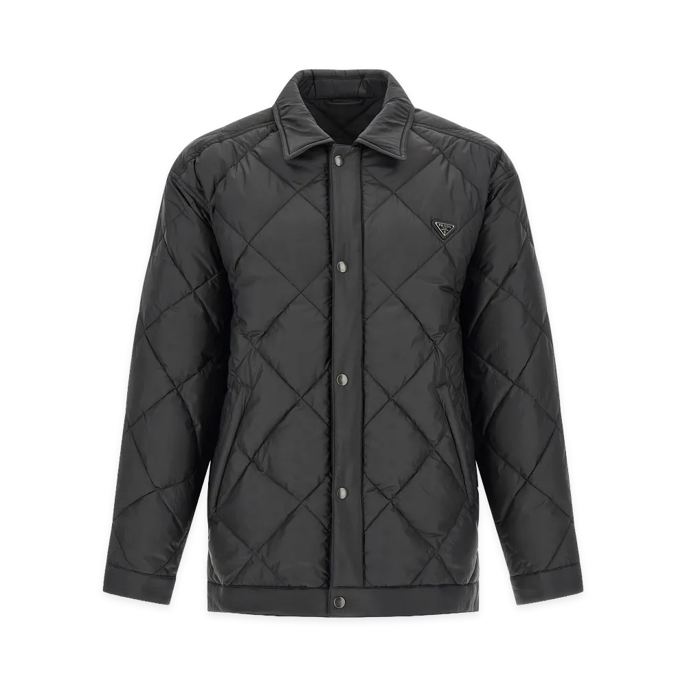 PRADA Quilted Down Jacket With Logo "Black"