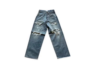 SUGARHILL Damaged Modern Denim Pants Wide Cut "Faded Indigo"
