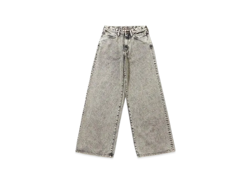 SUGARHILL Acid Washed Modern Denim Wide Trousers "Acid Black"