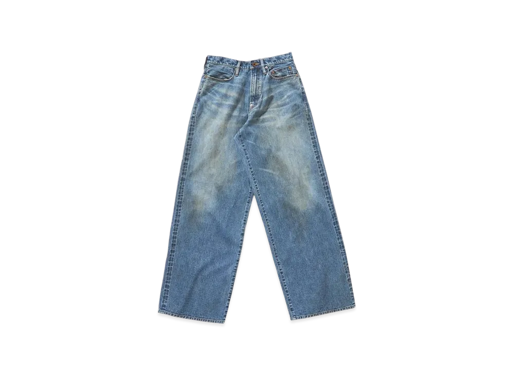 SUGARHILL Faded Modern Denim Pants Wide Cut 