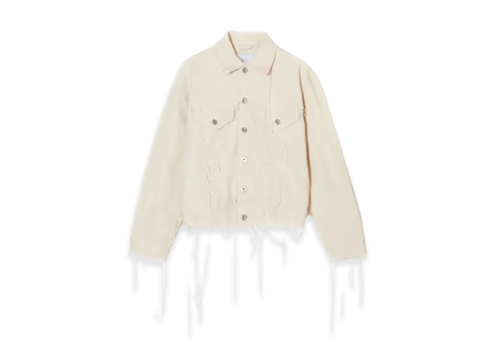 SUGARHILL Raw-Edge Canvas Denim Jacket Type3 "Ivory White"