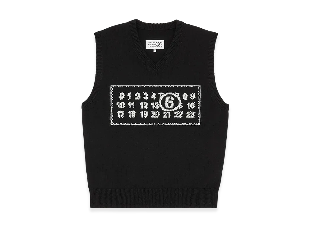 MM6 Maison Margiela Men's Numeric Wool Gilet "Black"