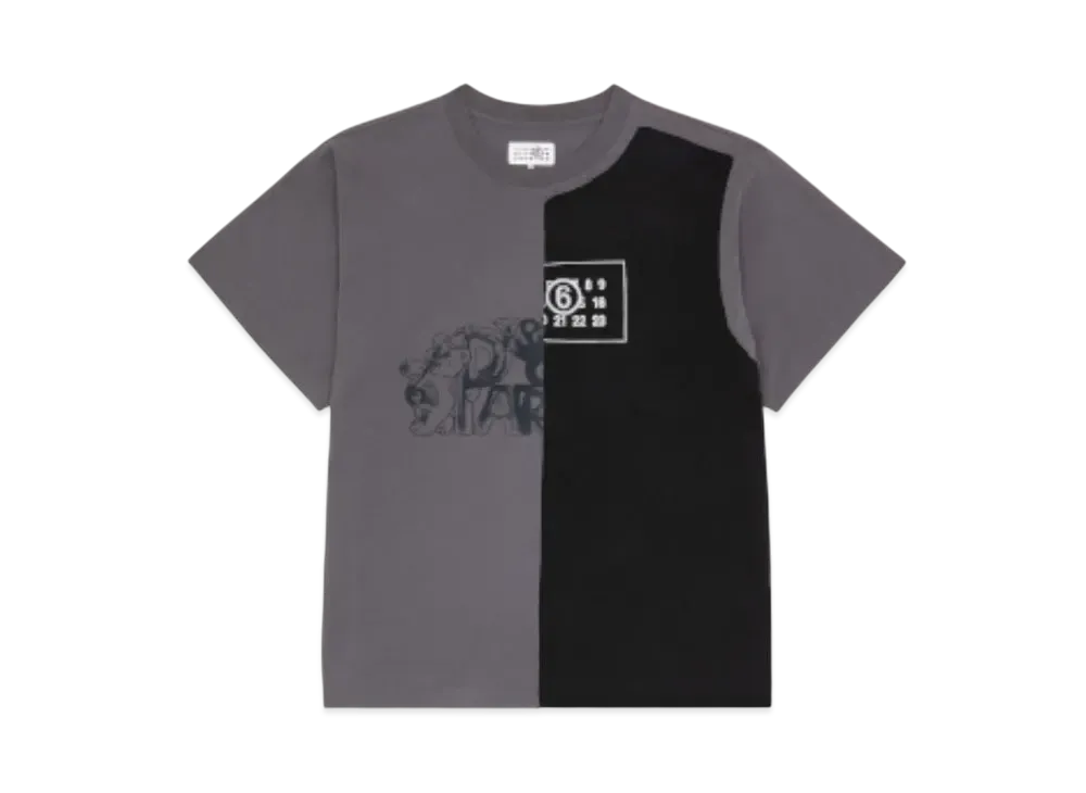 MM6 Maison Margiela Women's Splice Cotton Jersey T-Shirt "Grey"