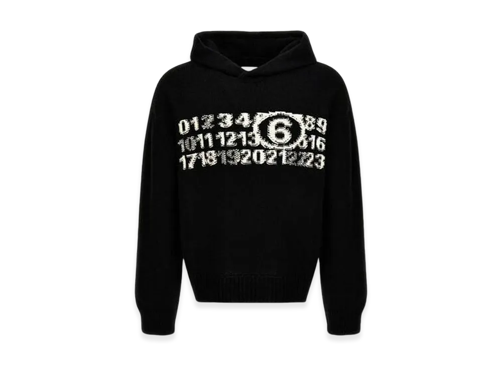 MM6 Maison Margiela Numeric Logo Print Hooded Knit "Black"