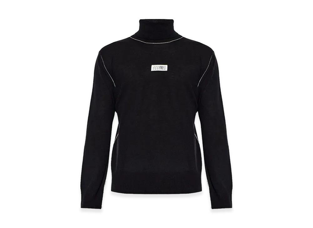 MM6 Maison Margiela Turtleneck Sweater with Contrast Stitching "Black"