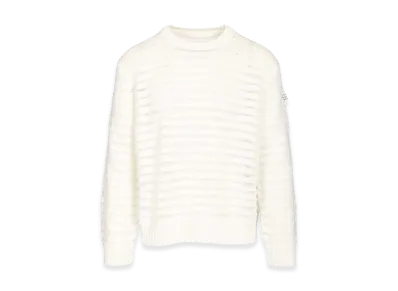 MM6 Maison Margiela Open Knit Stripe Cotton Crewneck Sweater "White"