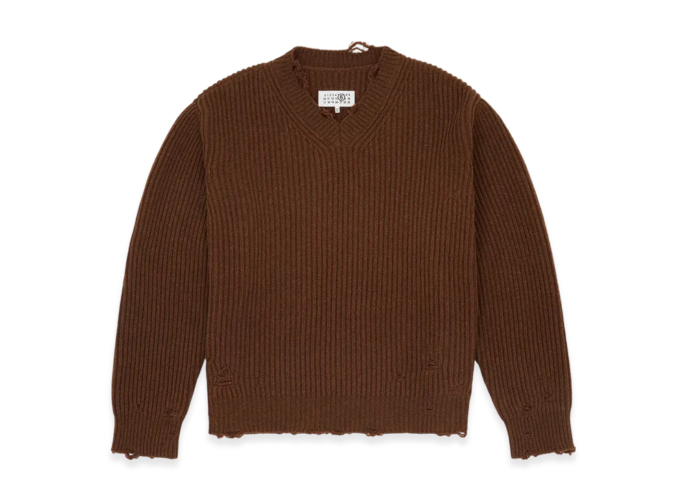 MM6 Maison Margiela Men's Ribbed Wool Knit "Brown"