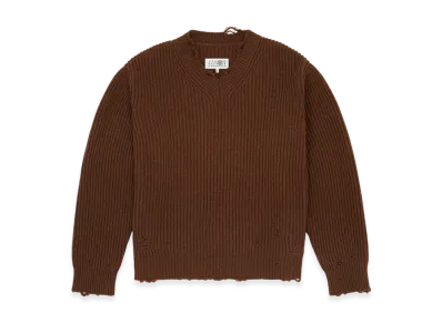 MM6 Maison Margiela Men's Ribbed Wool Knit "Brown"