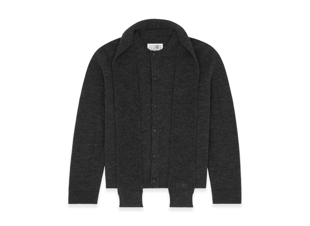 MM6 Maison Margiela Men's Scarf Knit Cardigan "Dark Gray"