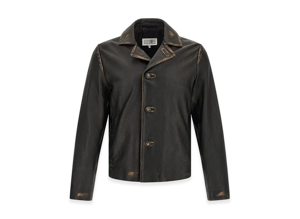 MM6 Maison Margiela Antiqued Leather Jacket "Black"