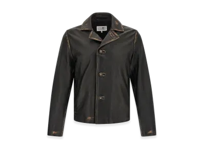 MM6 Maison Margiela Antiqued Leather Jacket "Black"