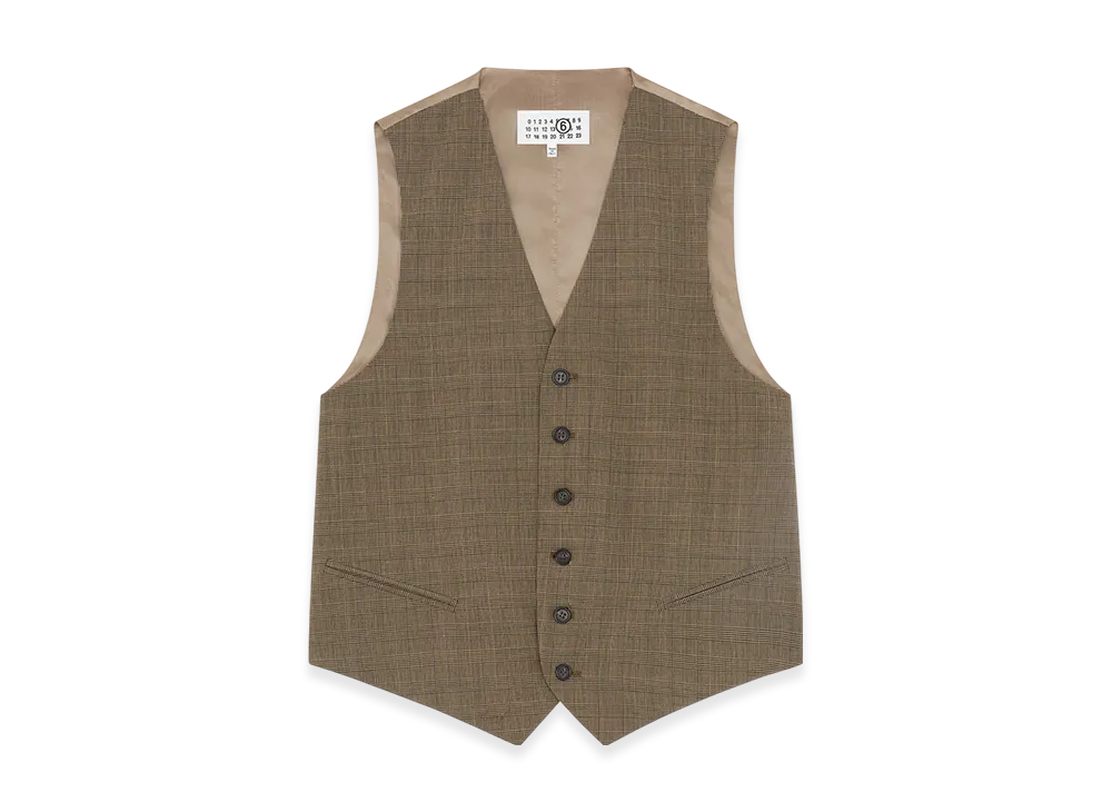 MM6 Maison Margiela Men's Checked Waistcoat "Brown"