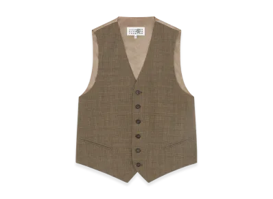 MM6 Maison Margiela Men's Checked Waistcoat "Brown"