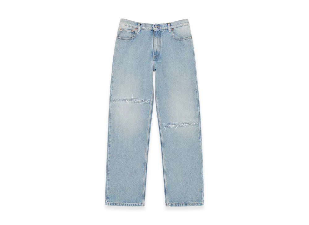 MM6 Maison Margiela Men's Blue Denim Trousers "Light Blue"