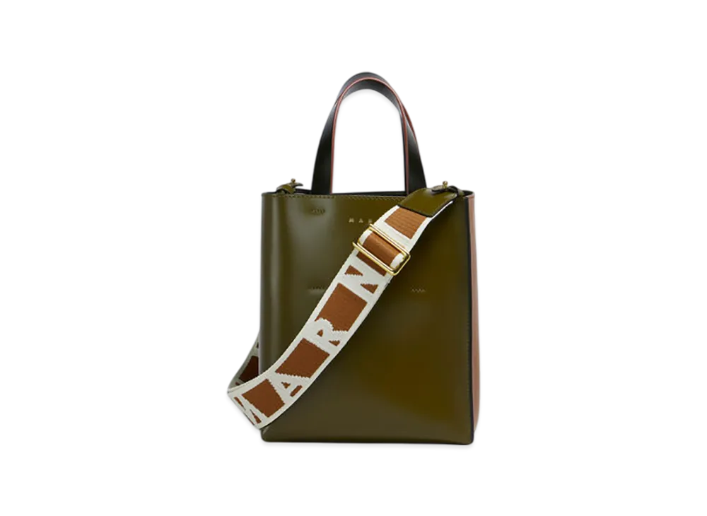 MARNI Museo Mini Bag in Leather "Deep Sage/Moka/Black"