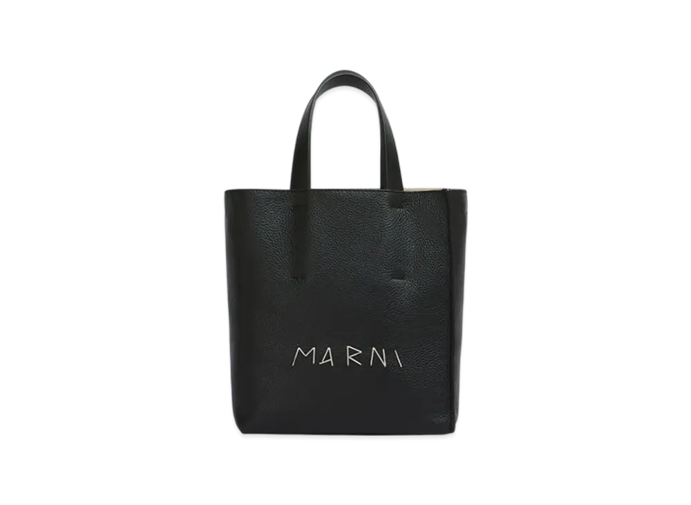 MARNI Museo Soft Mini Bag in Leather with Marni Mending "Black"