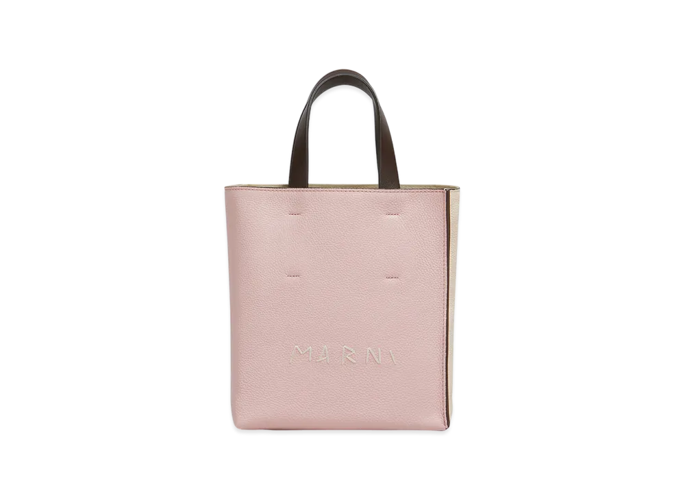 MARNI Museo Soft Mini Bag in Leather with Marni Mending "Lead Blue/Frost"