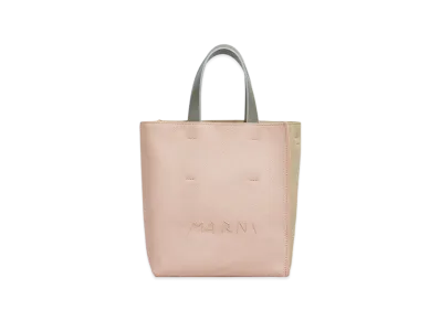 MARNI Museo Soft Mini Bag in Leather with Marni Mending "Camellia Winter/Wheat"