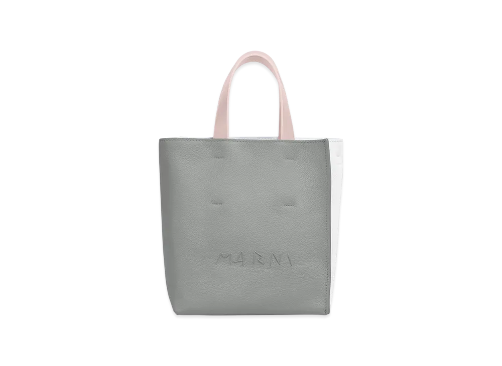 MARNI Museo Soft Mini Bag in Leather with Marni Mending "Storm/Lily White"