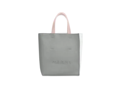 MARNI Museo Soft Mini Bag in Leather with Marni Mending "Storm/Lily White"
