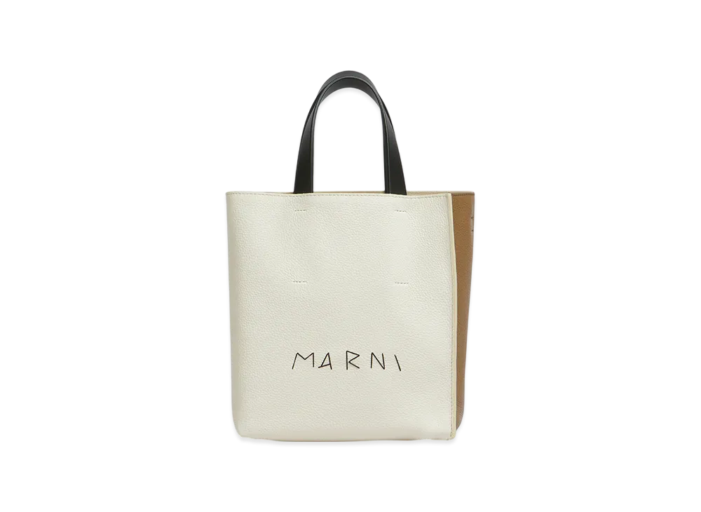 MARNI Museo Soft Mini Bag in Leather with Marni Mending "Ivory/Creta"