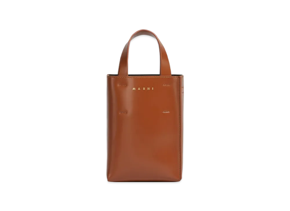MARNI Leather Museo Nano Bag "Moka"