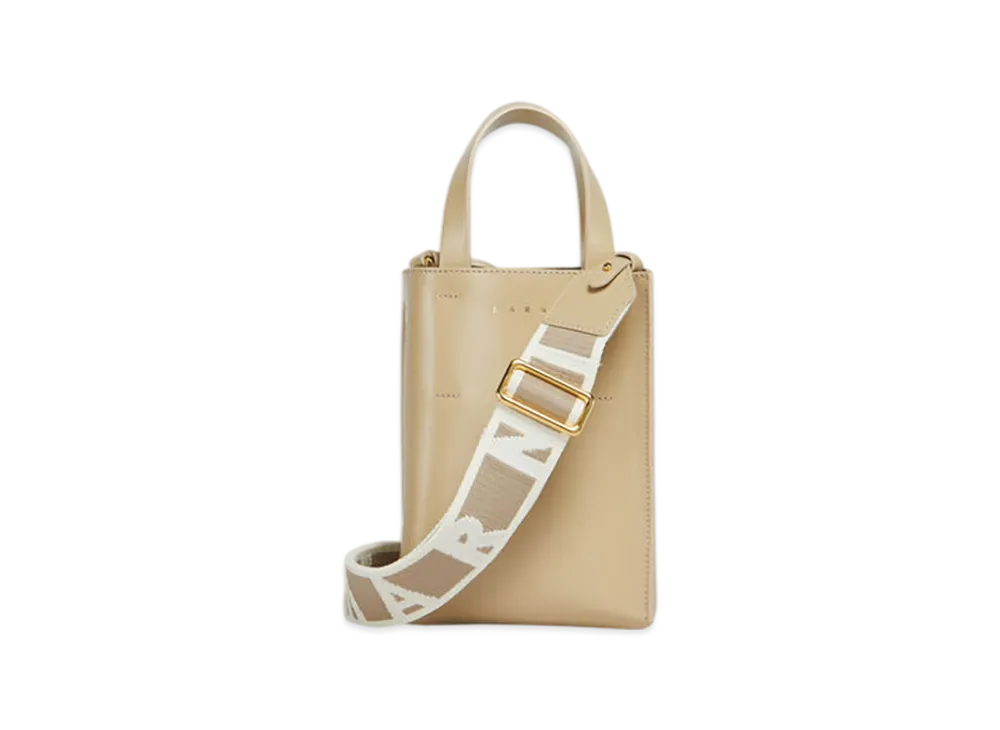 MARNI Museo Nano Bag in Leather "Winter Wheat"