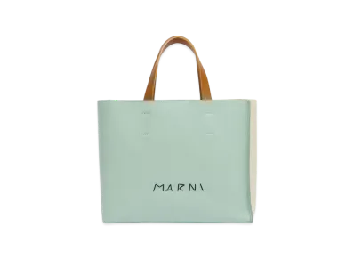 MARNI Museo Soft Tote Bag in Leather with Marni Symbol Embroidery "Linden/Shell/Moka"