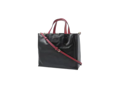 MARNI 2Way Museo Soft Ew Small "Black/Mercury/Burgundy"