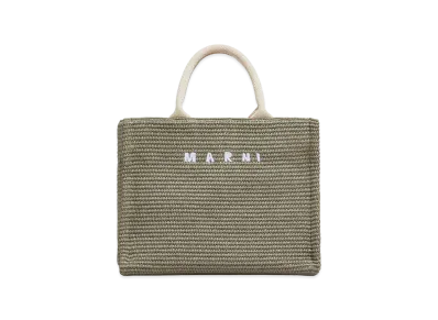 MARNI Small Tote Bag in Raffia Effect "Dusty Olive"