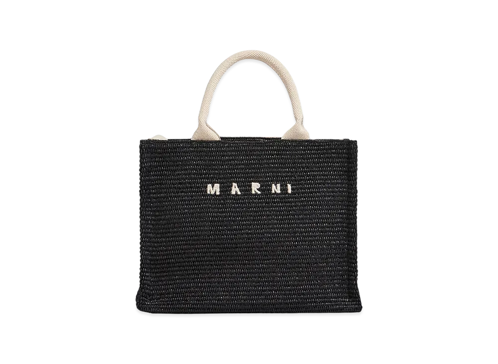 MARNI Small Tote Bag in Raffia Effect "Black"