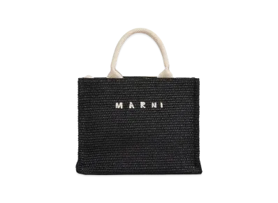 MARNI Small Tote Bag in Raffia Effect "Black"