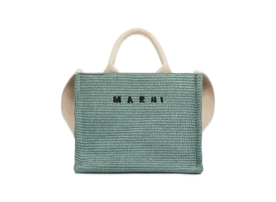 MARNI Small Tote Bag in Raffia Effect "Pink/Green"