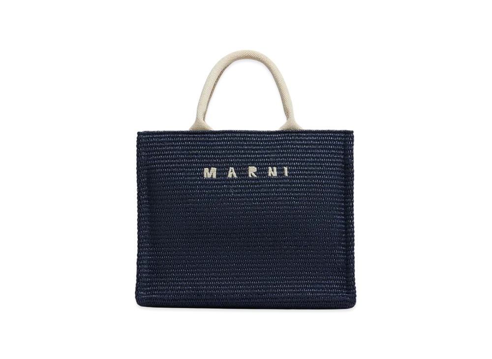 MARNI Small Tote Bag in Raffia Effect "Blue"