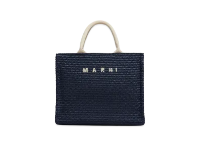 MARNI Small Tote Bag in Raffia Effect "Blue"