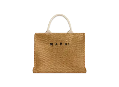 Marni Natural-Coloured Raffia-Effect Small Tote Bag "Raw Sienna/Natural"