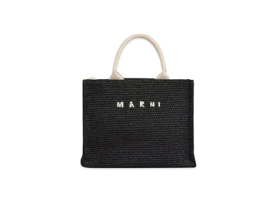 Marni Raffia-Effect Small Tote Bag
"Black/Natural"