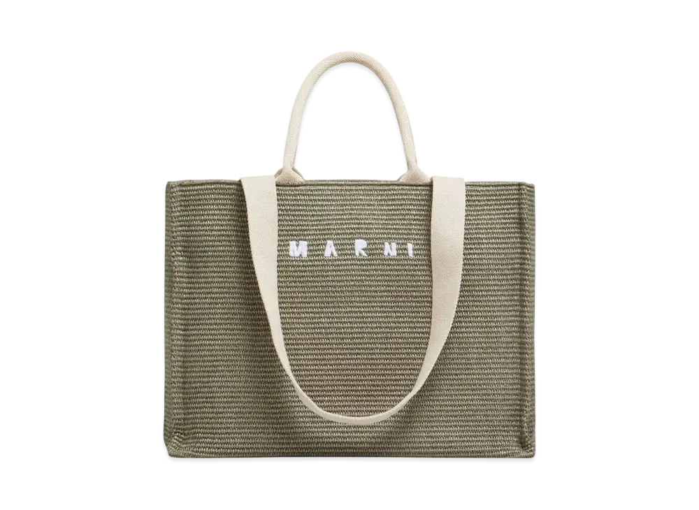 Marni Raffia-Effect Large Tote Bag
 "Dusty Olive"