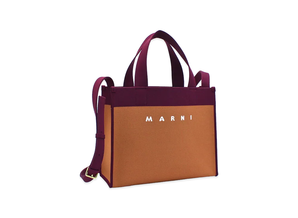MARNI Women's Jacquard Small Shopping Bag "Peanuts/Black Cherry"