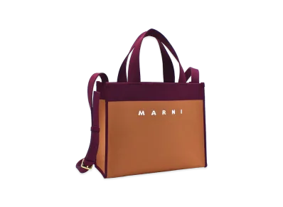 MARNI Women's Jacquard Small Shopping Bag "Peanuts/Black Cherry"