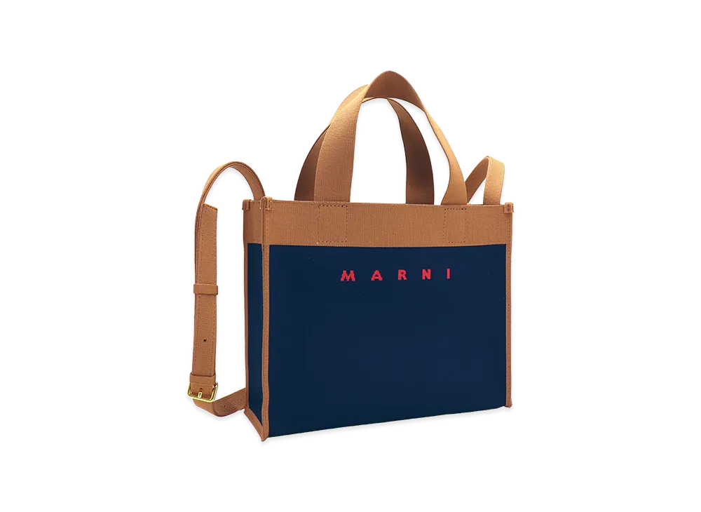MARNI Women's Jacquard Small Shopping Bag "Iris/Peanuts"