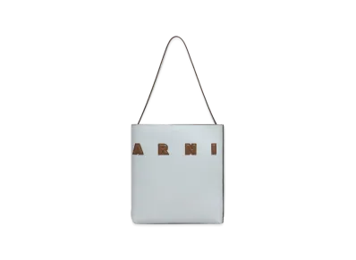 MARNI Museo Small Hobo Bag in Leather with Marni Logo "Frost/Cork"