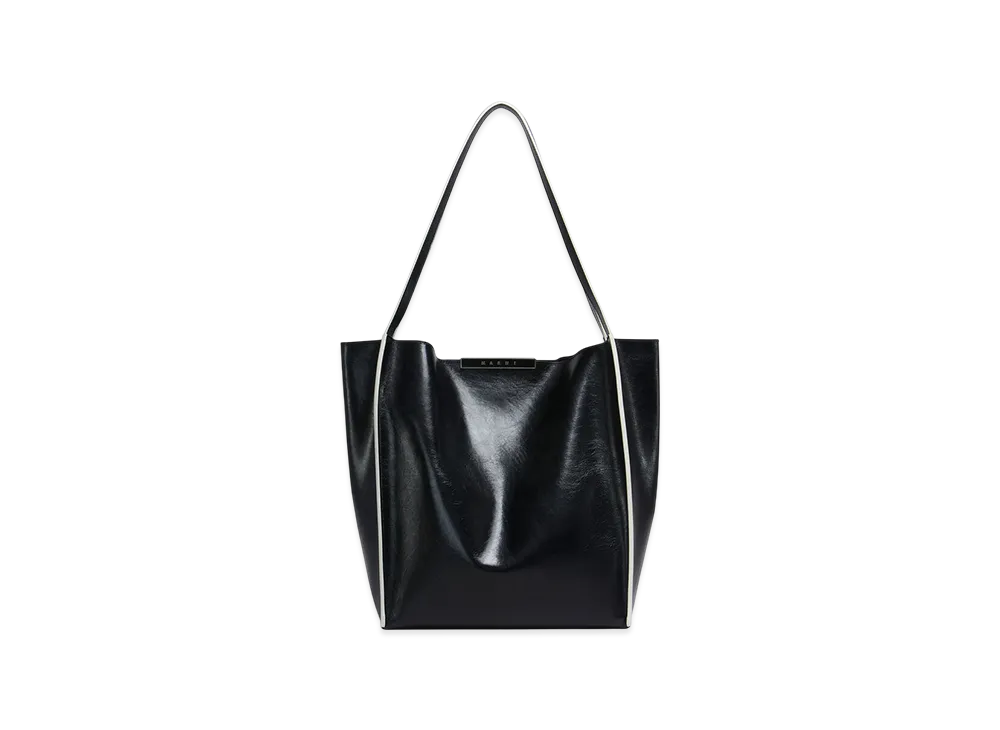 MARNI Cresta N/S Tote Bag in Leather "Black"